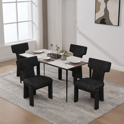 Ensemble de 4 chaises de salle à manger rembourrées modernes avec pieds en bois d'hévéa, chaises d'appoint sans accoudoirs pour le salon, la chambre à coucher