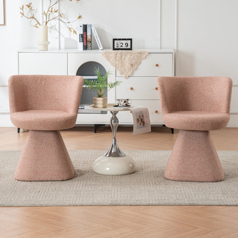Upholstered  360° Swivel Barrel Accent Chair, Pink