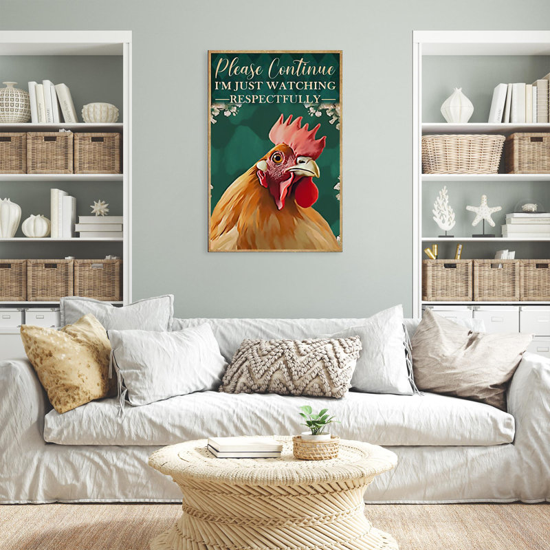 «Chicken Im Just Watch» - Impression graphique sur toile, 1 pièce, H 14 po x l 11 po x P 1,25 po