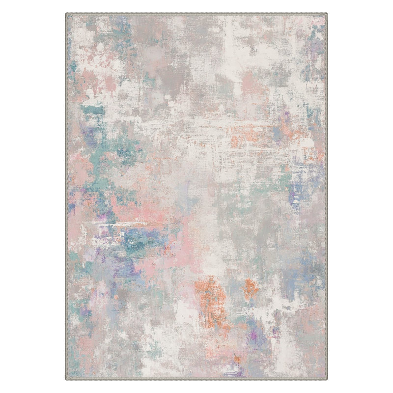 Tapis beige / rose / vert Pavelina, Rond 5 pi