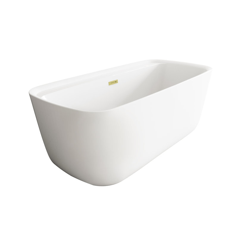 Cavidan 66.9375'' x 30.75'' Freestanding Soaking Bathtub, Brushed Gold