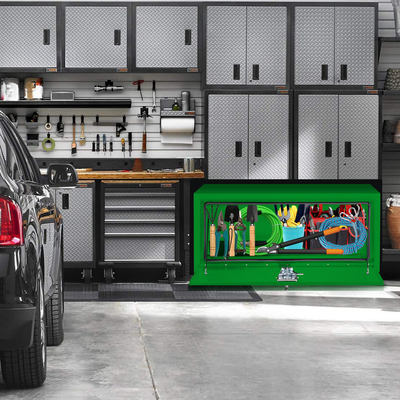 Heavy-Duty Steel Underbody Truck Tool Box with T-Handle Lock, Waterproof Metal Storage Chest for Pickup, Flatbed, Van and RV