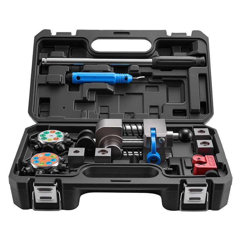 Outil professionnel d'évasement de la ligne de frein, trousse à double fusée à bulles de 45 et 37 degrés pour tubes en acier au cuivre-aluminium de 3/16 po, 1/4 po, 5/16 po, 3/8 po