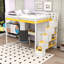 Full Wood Loft Bed With LED Light, Dressing Table, Wardrobe And Charging Ports-1530303243