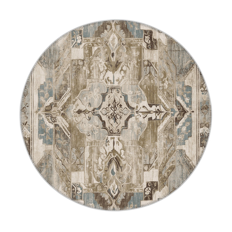 Golden Traces Indoor And Outdoor Area Rug, Round 5'