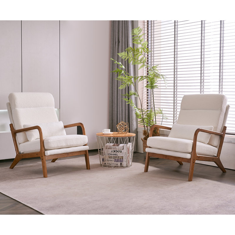 Mamye Upholstered Armchair, White Linen