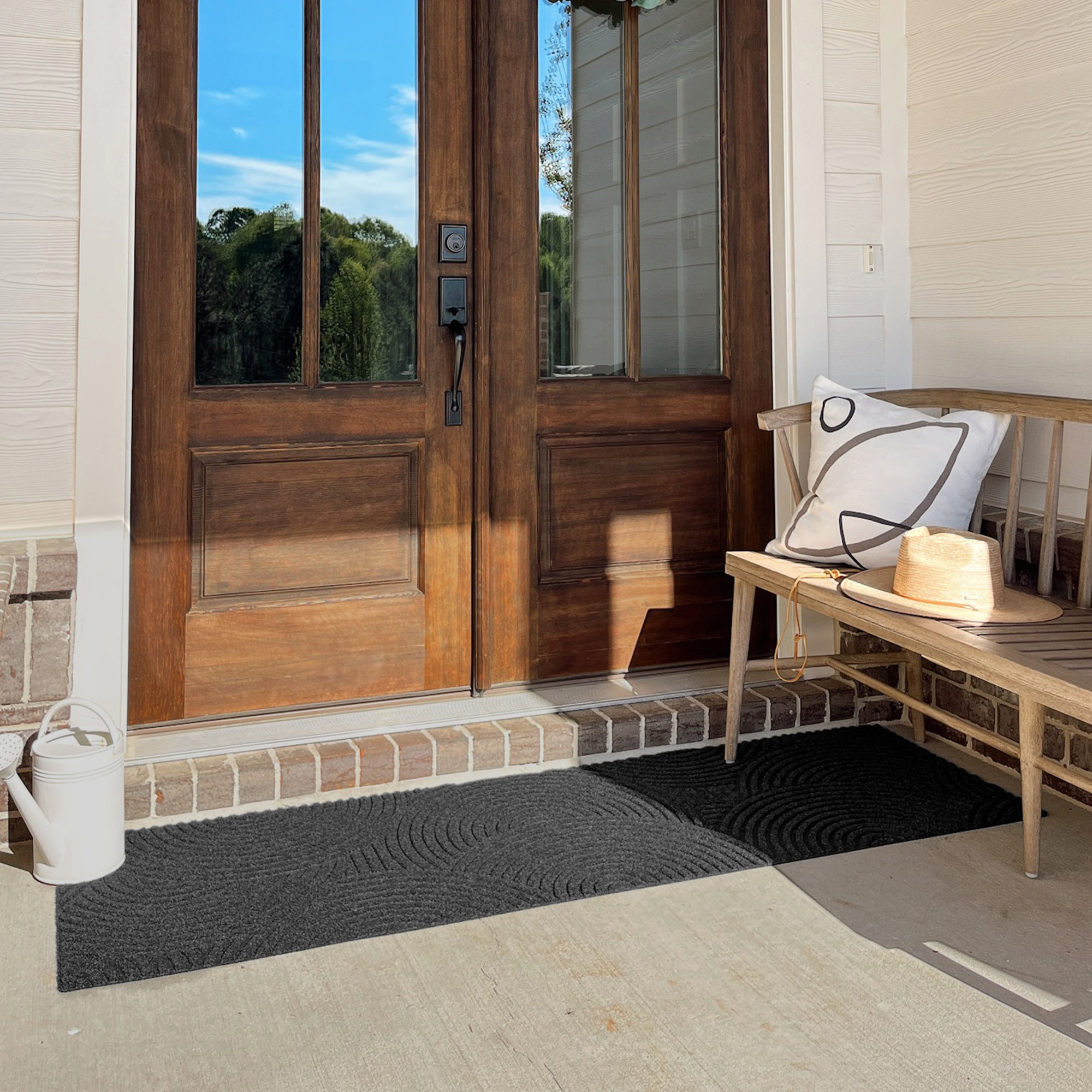 WaterHog Luxe Put Your Records On Non-Slip Indoor Outdoor Door Mat, 21.5" W x 70" L, Graphite
