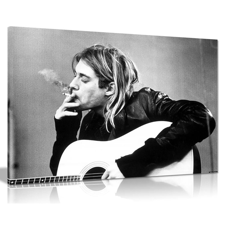 Kurt Cobain Nirvana Smoking - Wrapped Canvas Print, 31cm H x 46cm W