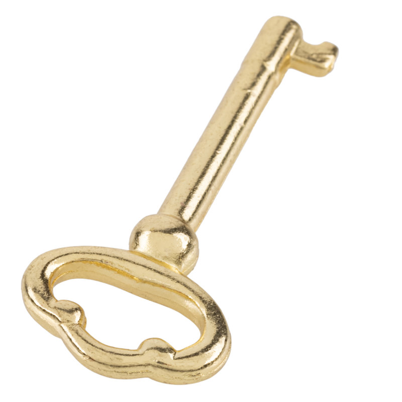 Brass Plated Hollow Barrel Skeleton Key for Antique Furniture