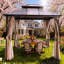 Pavillon de jardin en aluminium, pour l'extérieur avec auvent double