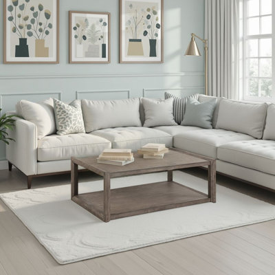 Iknoor Coffee Table, No Assembly Required, Smoky Greige Finish