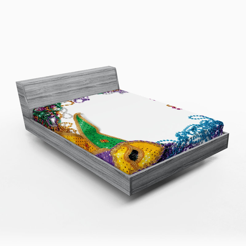 Multicolore drap-housse Ambesonne Mardi Gras, California King Fitted Sheet