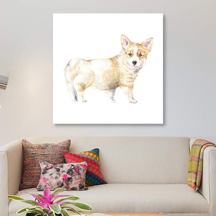 « corgi chiot », reproduction sur toile, H 26 po x l 26 po x P 1,5 po, Toile tendue, Pas de tapis