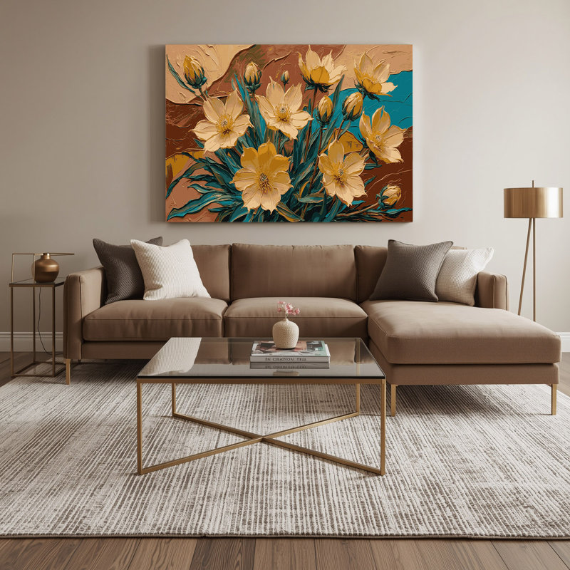 «Southwestern Plants Golden Columbine 166», art mural sur toile brune, H 12 po x l 18 po