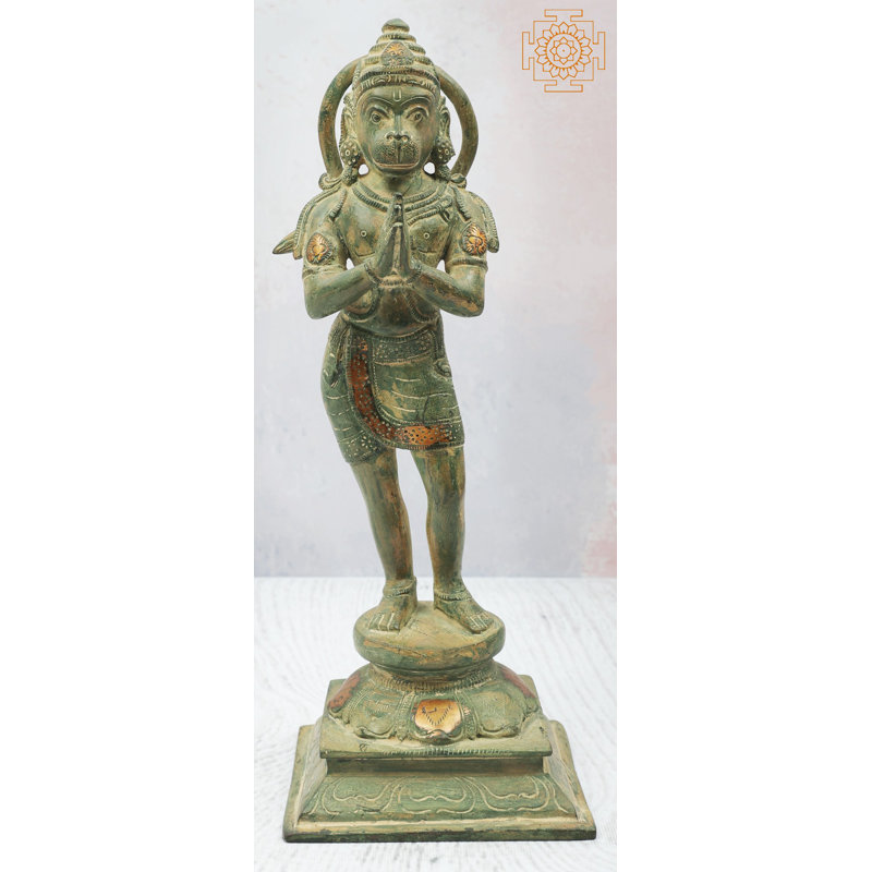 Statue La position dévote de Hanuman, Vert