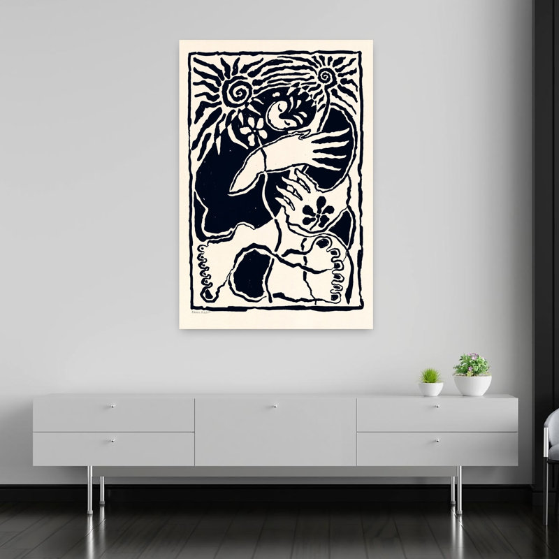 Protection, art abstrait floral naturel contemporain, H 60 po x l 40 po