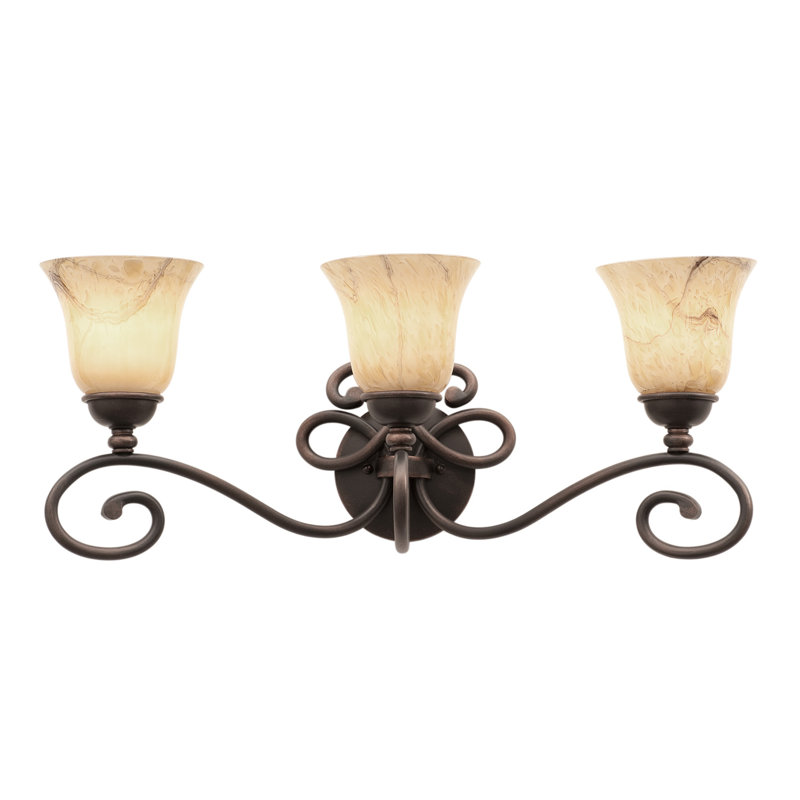 Éclairage pour meuble-lavabo 3 lumières Amelie, Faux marbre grand, Cuivre antique
