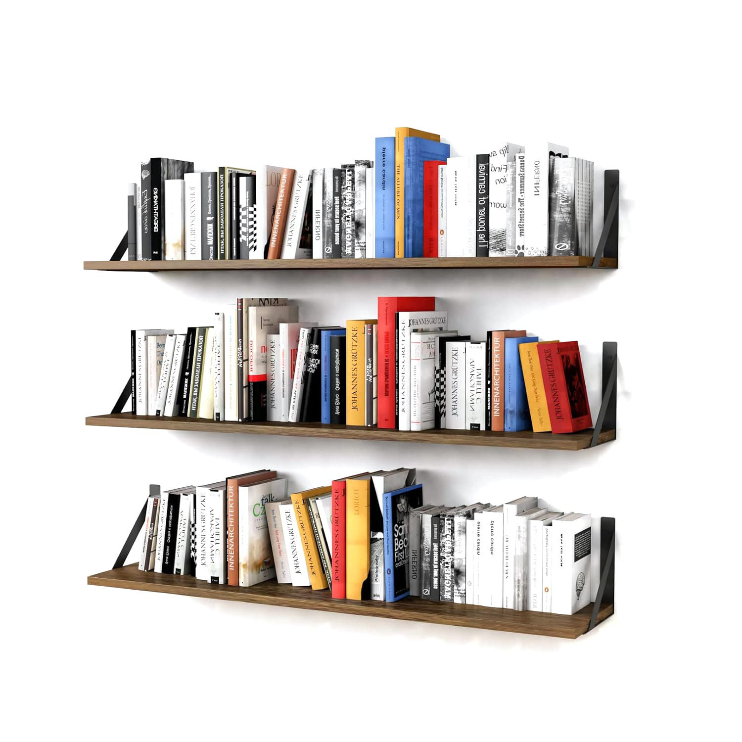 Hokku Designs Floating Bookshelf, Set Of 3, Bedroom Wall Bookshelf