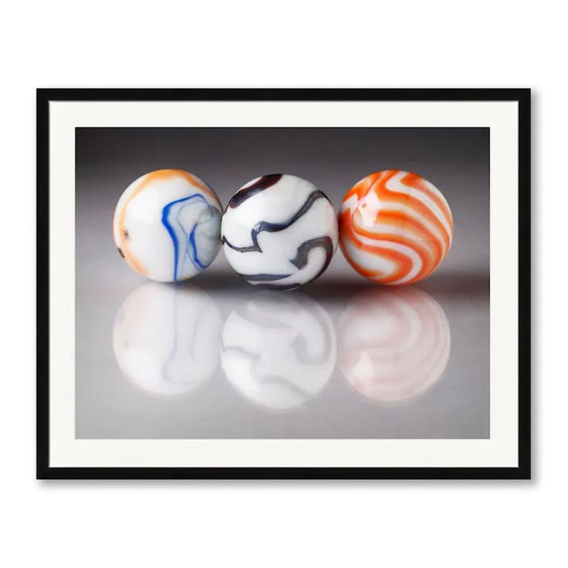 Marbles Print by Philippe Monthoux, Black Frame Paper, White, 18" H x 22" W