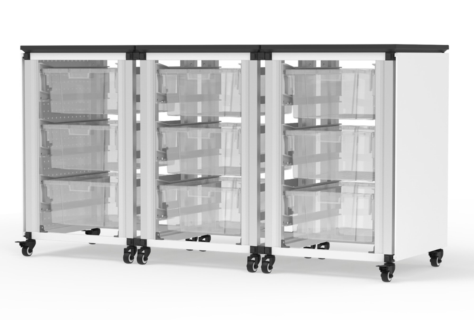 Luxor Modular Classroom Storage Cabinet - 4 Stacked Modules with 12 Large Bins