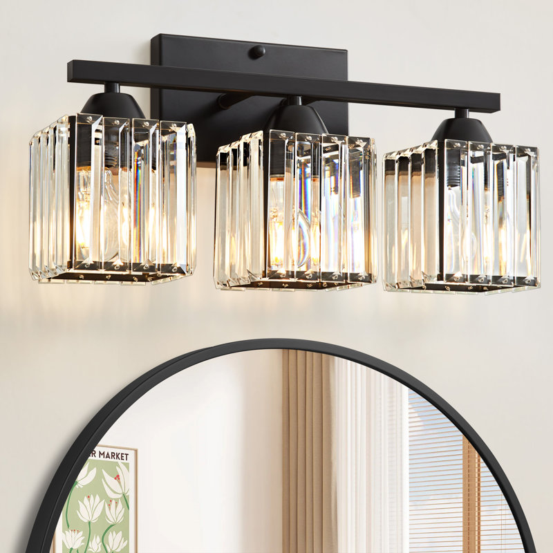 Monike 3-Light Dimmable Vanity Light, Matte Black, 3 Lights