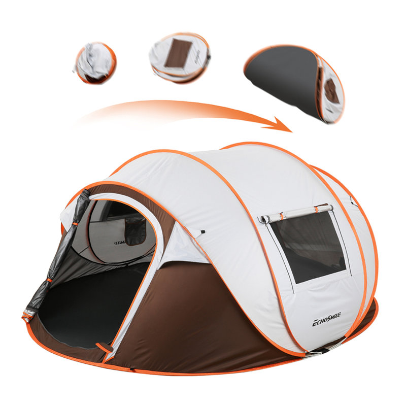 Tente de bateau escamotable pour 4-6 personnes, Blanc / chêne