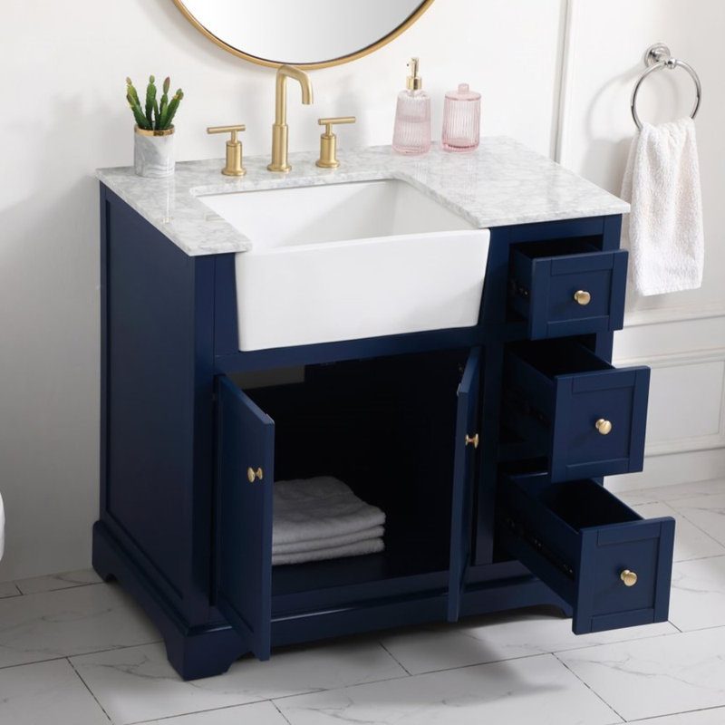 Meuble-lavabo simple 36 po Pardue, Bleu