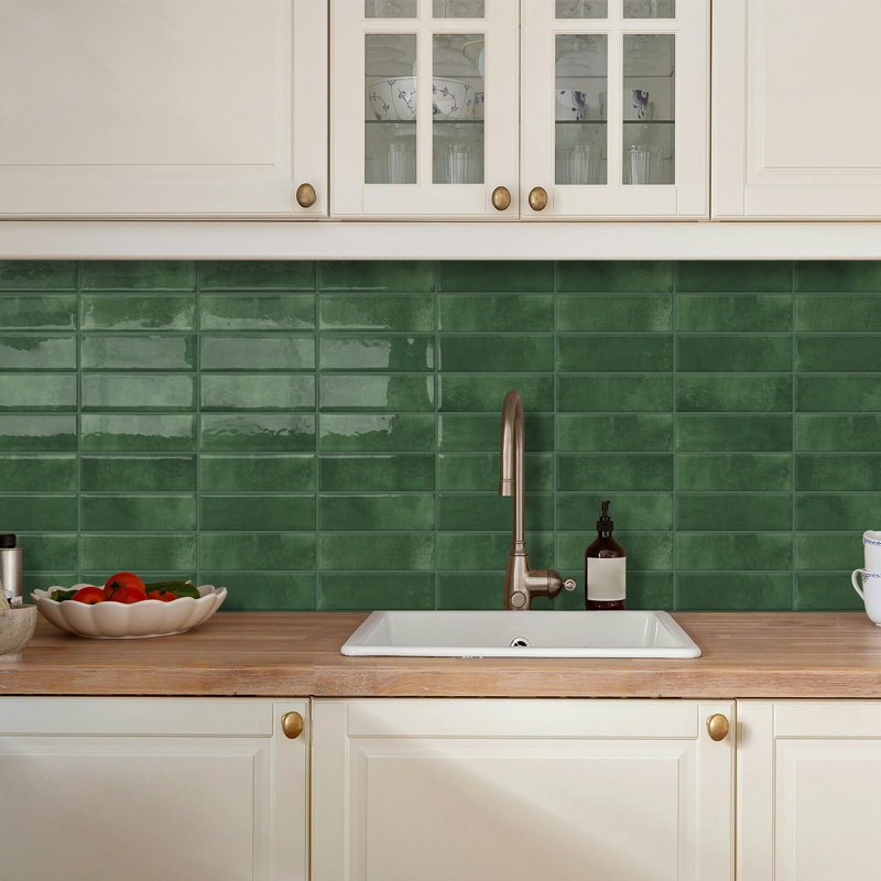 Carreaux de dosseret à peler et coller 12 po x 12 po (ensemble de 10), Dark Green