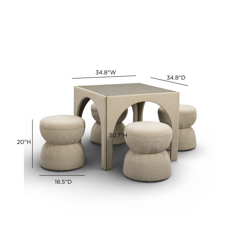 Ensemble de table et repose-pieds en chenille Tomlin, Tanné