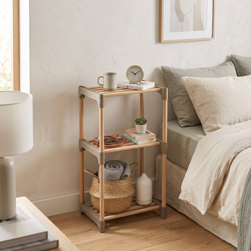 Modular Wood 3-Tier Bed/Sofa Side Table