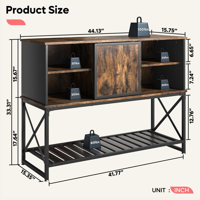 Lanie 44.13'' Sideboard, Rustic Brown