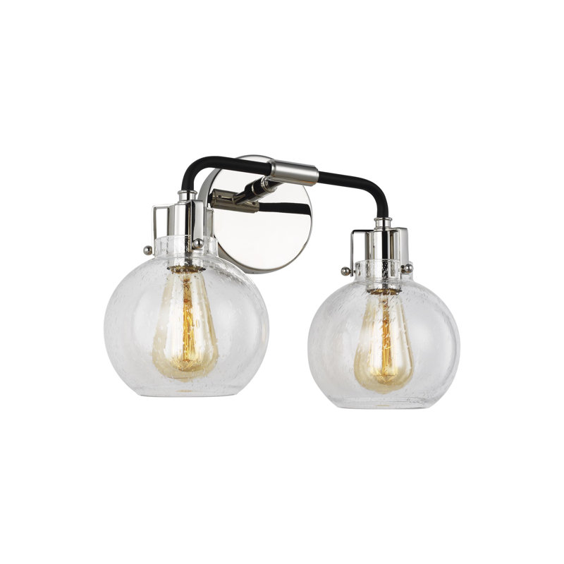 Éclairage pour meuble-lavabo 2 lumières Byrne, Nickel poli / noir texturé