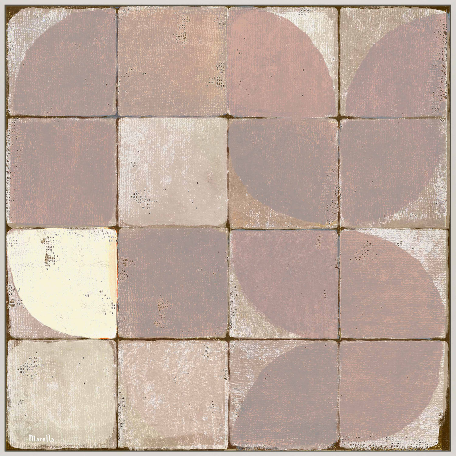 Tiles 3 by Marco Marella for Studio M - Framed Wall Art, White, 36" H x 36" W, Canvas