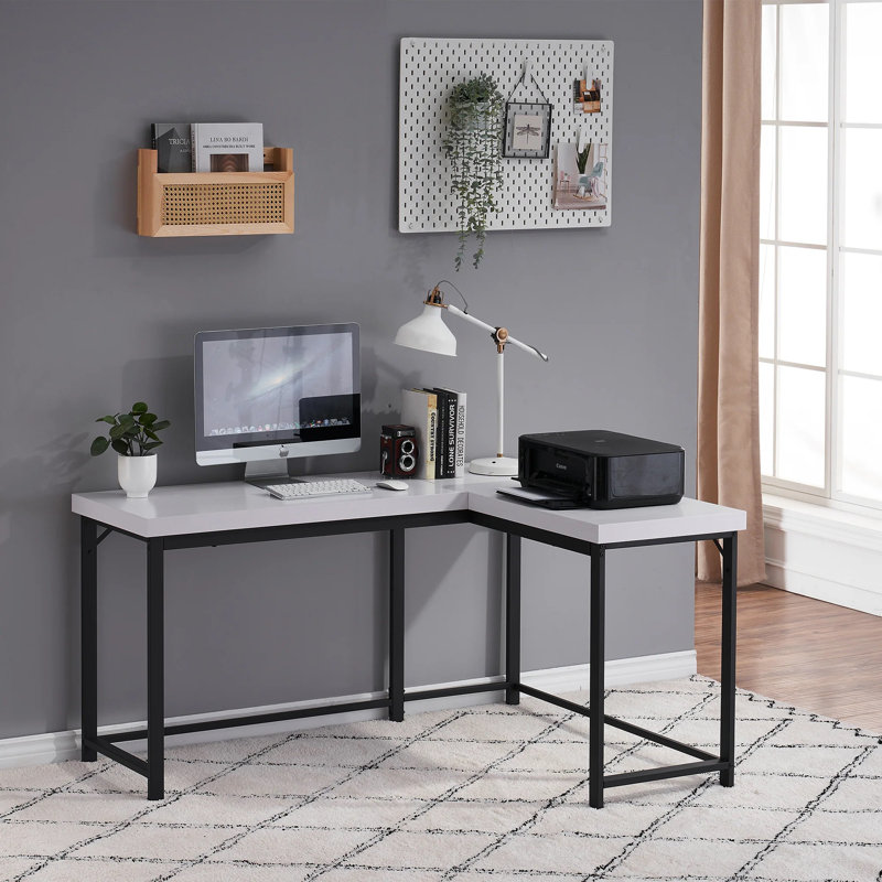 Bernard L-Shape Writing Corner Desk, Computer Desk, White