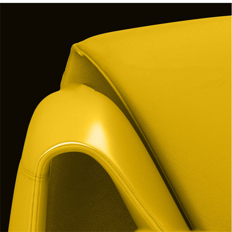 Fauteuil d'appoint moderne en similicuir, fauteuil lounge sculptural incurvé de 78 cm de large, fauteuil de lecture rembourré en cuir PU pour salon, chambre ou bureau