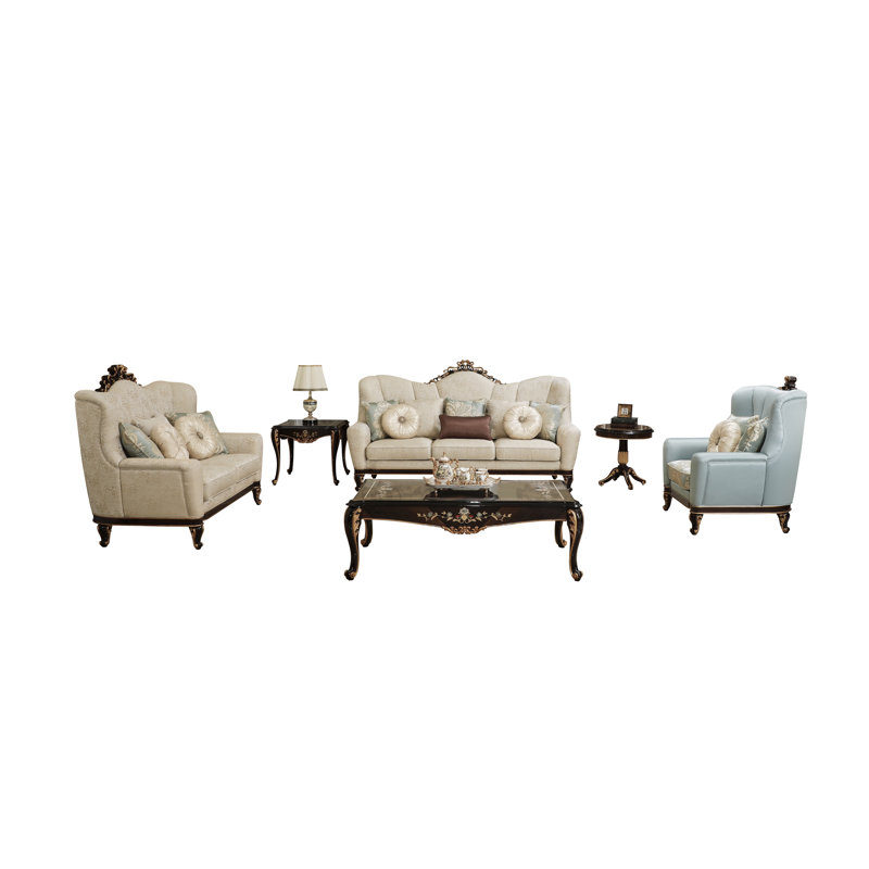 Abbacchio 5-piece Sofa Set, Blue and White
