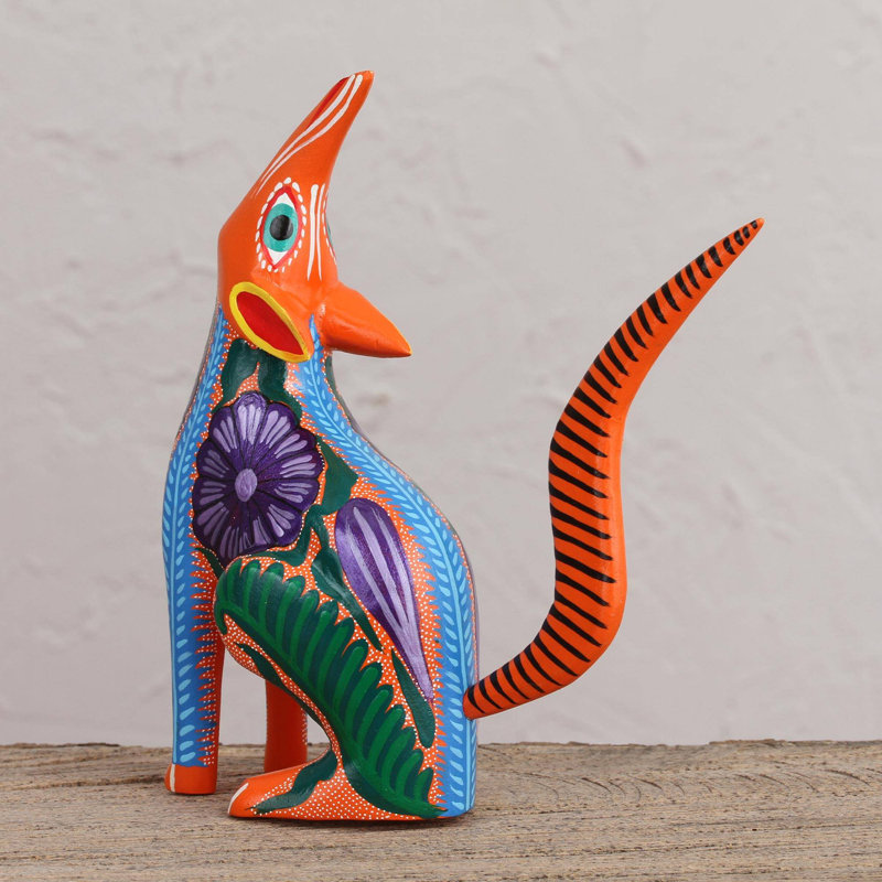 Novica Whistling Coyote Wood Alebrije Figurine