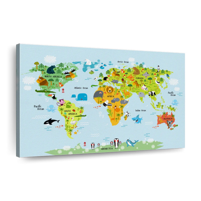 Animaux du monde sur toile, H 26 po x l 39 po x P 1,25 po