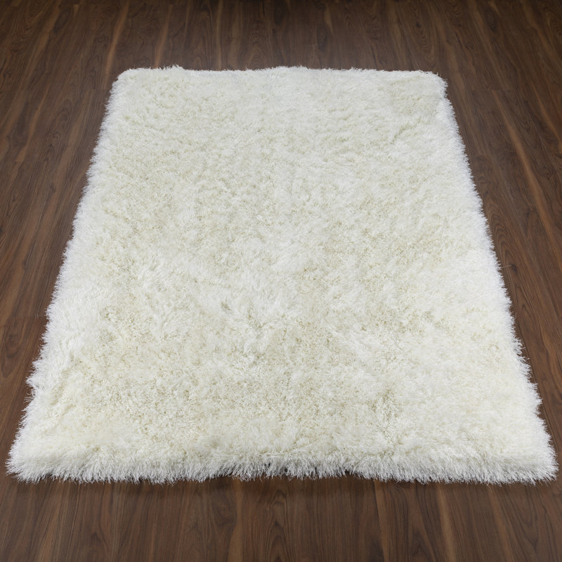 Tapis blanc touffeté à la main Petrey, Rectangle de 2 pi x 3 pi