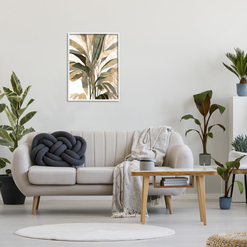 Reproduction de plante de palmier boho encadrée sur toile par Az Ziwei Li, H 30 po x l 24 po x P 1,5 po