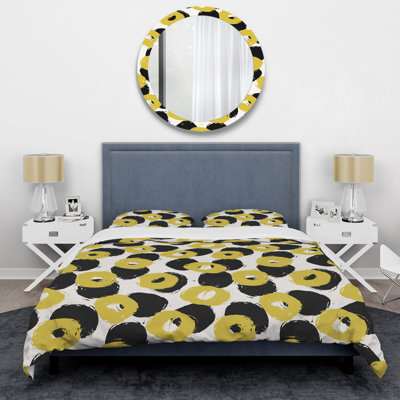 Ensemble de housse de couette en microfibre noir / jaune 2 pièces