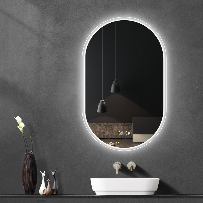Miroir de salle de bain mural à DEL sans cadre avec éclairage antibuée et à intensité variable, 36 po x 24 po