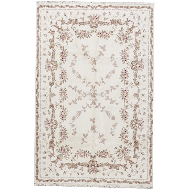 Tapis ivoire noué à la main de haute qualité