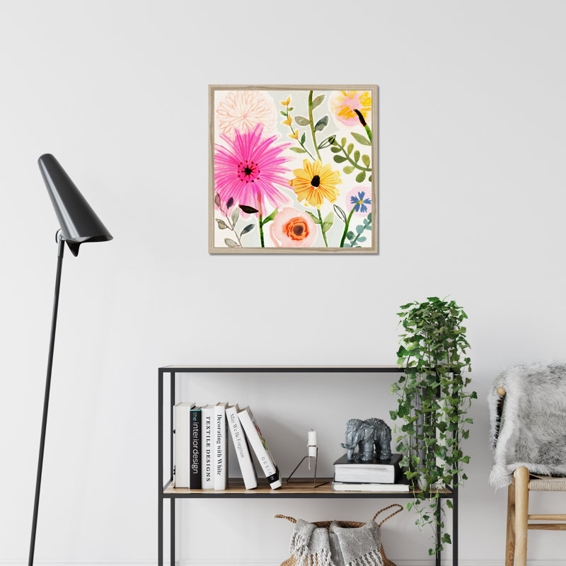 Floral Pop I 1 Piece Painting, 55cm H x 55cm W, Natural Wood Framed Paper Print