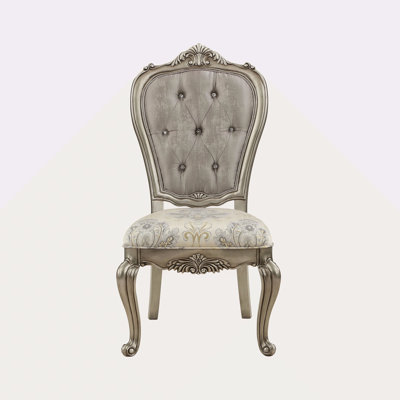 Ensemble de 2 chaises d'appoint en velours et finition platine antique