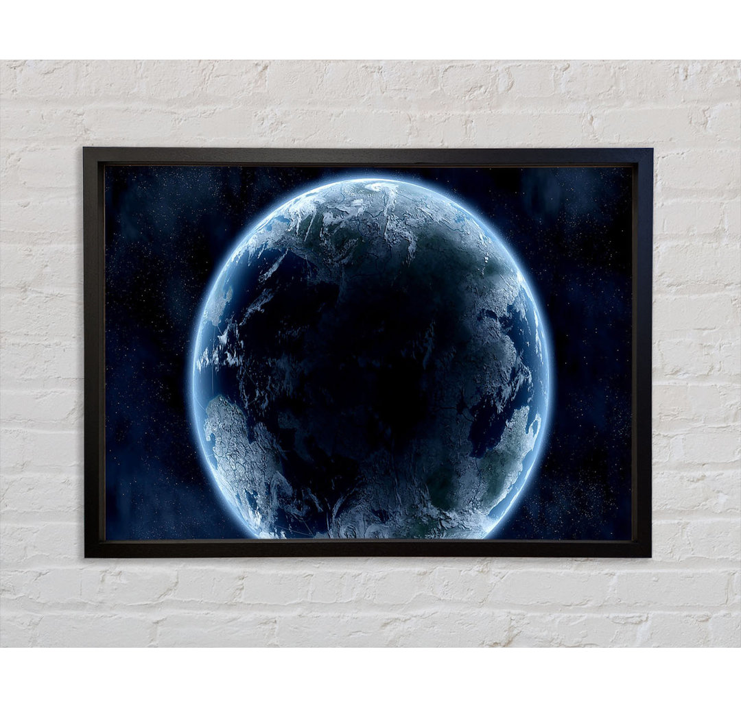 Planet Universe Blue - Einzelner Bilderrahmen Kunstdrucke auf Leinwand