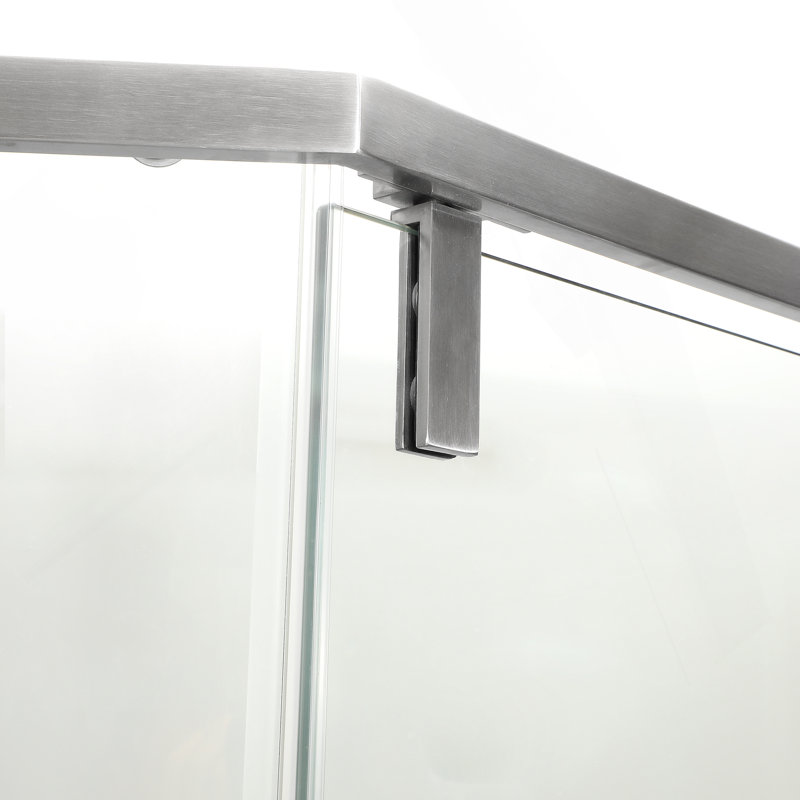 Cabine de douche à charnière néo-angle à demi-cadre 34 1/8 po x 72 po, argent brossé 5/16 po (8 mm)