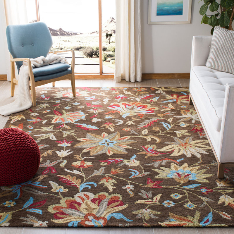 Arber Jardin Hand Tufted Wool Floral Rug, Rectangle 5' x 8'