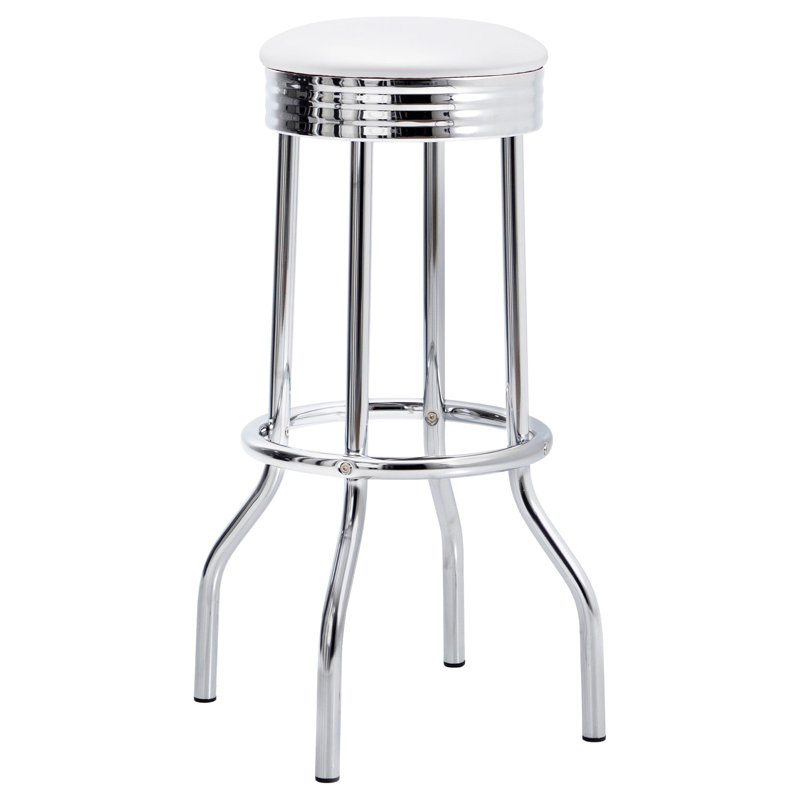 Tabouret de bar pivotant rétro en métal rouge (ensemble de 2), Blanc