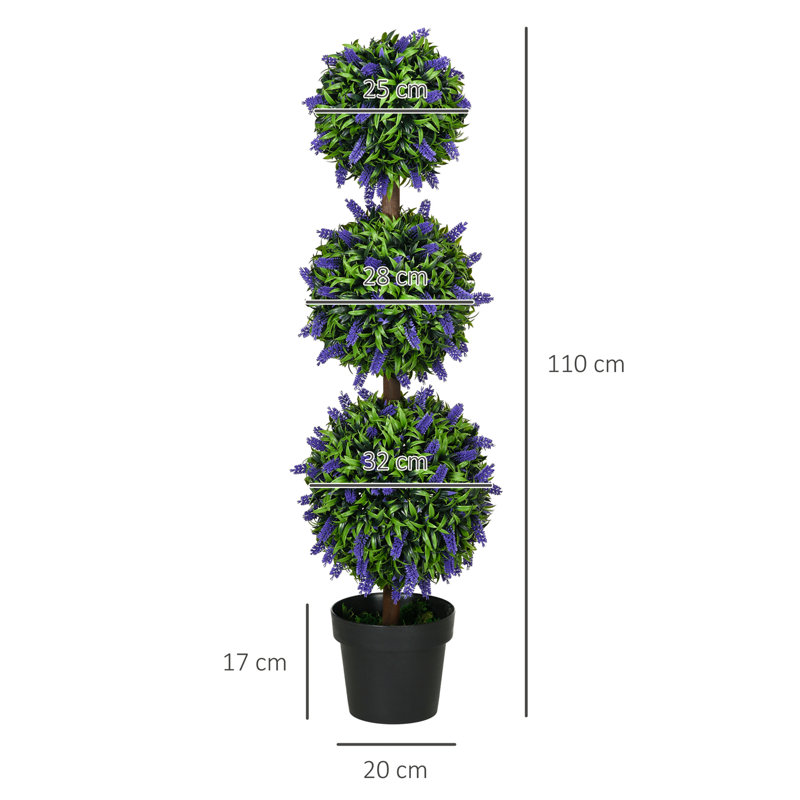 110cm Faux Flowering Topiary in Pot
